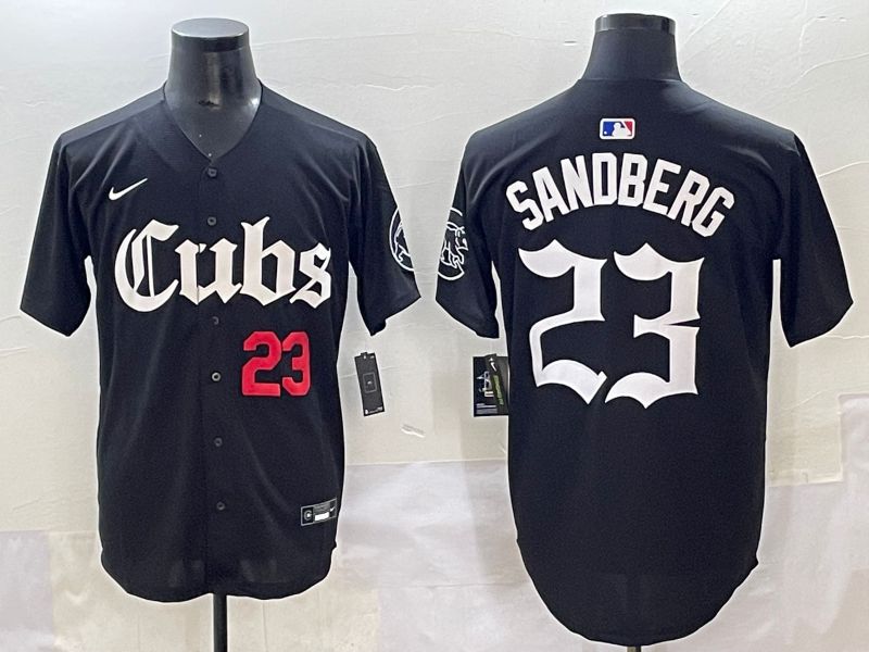 Men 2025 Chicago Cubs #23 Sandberg Black Five generations Joint Name Nike MLB Jersey style 2->chicago cubs->MLB Jersey